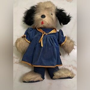 Rare Knickerbocker Animals Of Distinction Black White Dog Corduroy Dress 13” Vtg